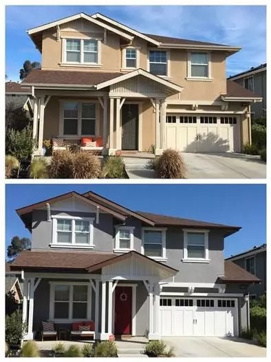 Before and after photo of a custom painting project in Fremont, CA