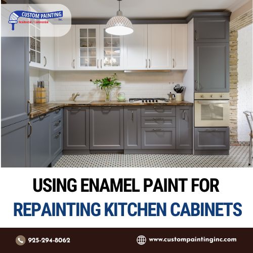 Using Enamel Paint for Repainting Kitchen Cabinets for Mountain View area homeowners