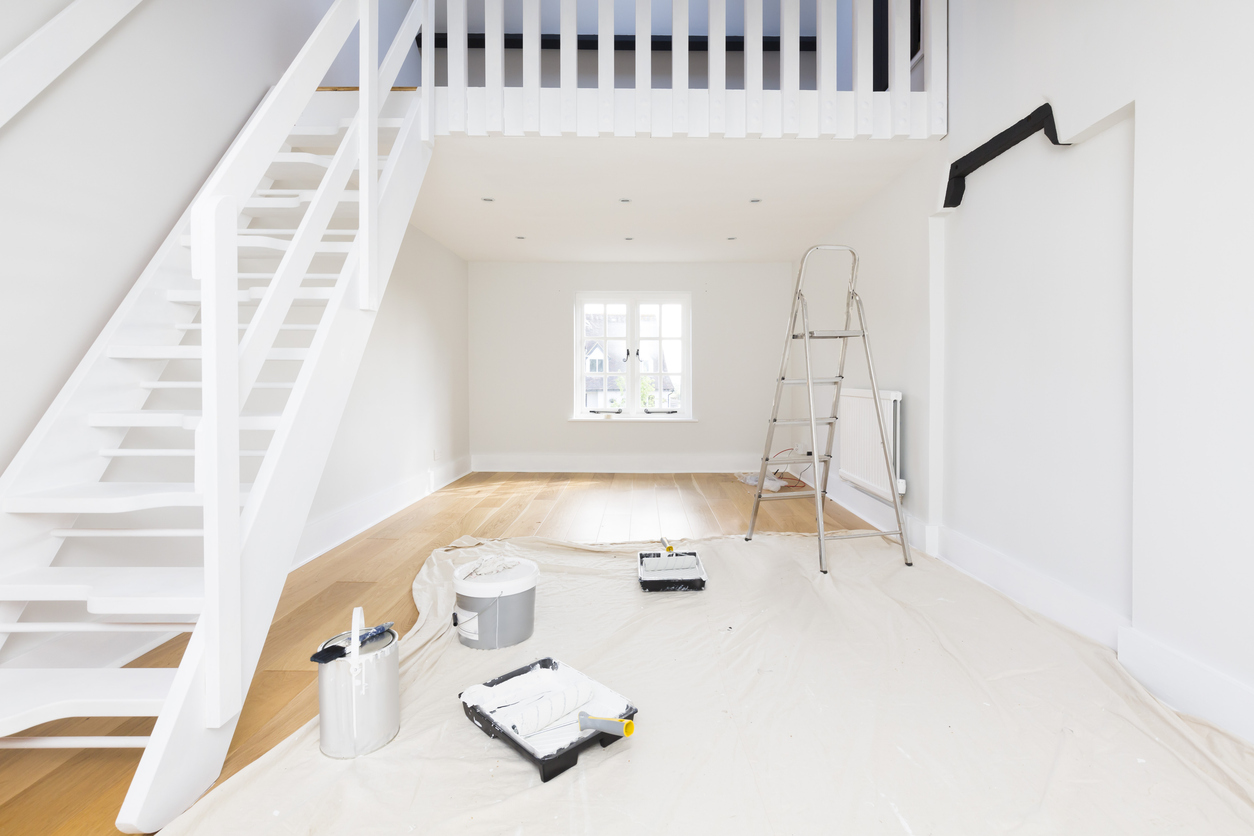 Painting a staircase in a Sunol home